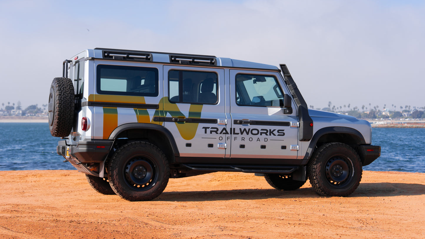 Radflo 2.5 Front & Rear Shock Set with HI/LO Compression Adjuster and Steering Stabilizer for INEOS Grenadier